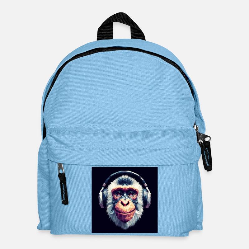 Affe mit Kopfhörer - Kinder Rucksack - Hellblau