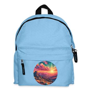 Landscape Colorful Sunset Mountains Comic - Kids' Backpack - light blue - Front