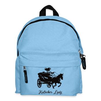 Kutscher Lady - Reiterin mit Pferdekutsche - Kinder Rucksack - Hellblau - Vorne