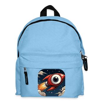 Rocket with a big eye takes off into space Comic - Kids' Backpack - light blue - Front