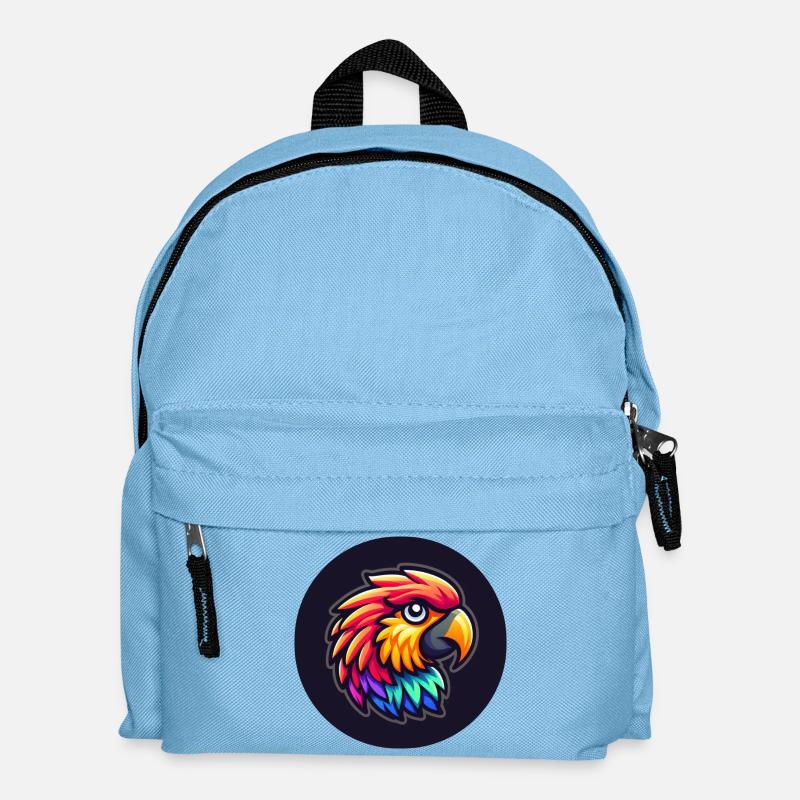 Papagei Ara Kopf bunt Cartoon Comic - Kinder Rucksack - Hellblau