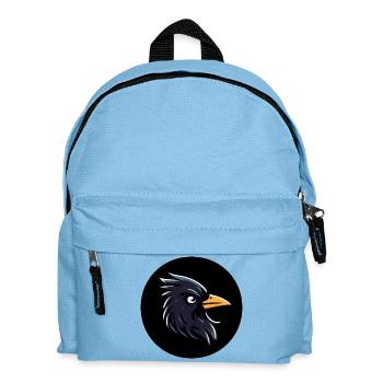 Cartoon blackbird raven looks scowling - Kids' Backpack - light blue - Front