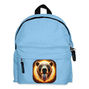 Hungriger Bär schaut durch eine Bienenwabe - Kinder Rucksack - Hellblau - Vorne