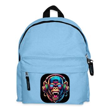 Affe Bunt Zähne Brüllen Cap - Kinder Rucksack - Hellblau - Vorne