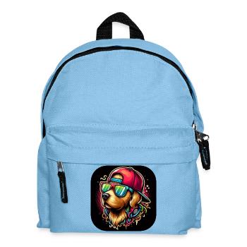 Cool graphic dog with cappy and sunglasses - Kids' Backpack - light blue - Front
