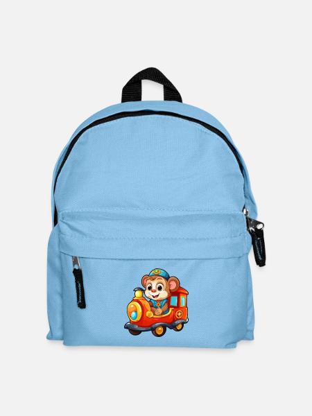 Affe Eisenbahn Schimpanse Affe fährt Eisenbahn - Kinder Rucksack - Hellblau