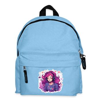 Verträumtes Gamer Girl Musik Headset Shirt - Kinder Rucksack - Hellblau - Vorne