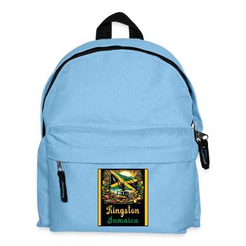 Jamaika Kingston Reggae Design - Kinder Rucksack - Hellblau - Vorne