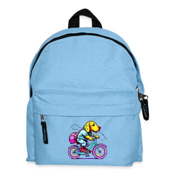 Dog rides bike comic style transparent - Kids' Backpack - light blue - Front