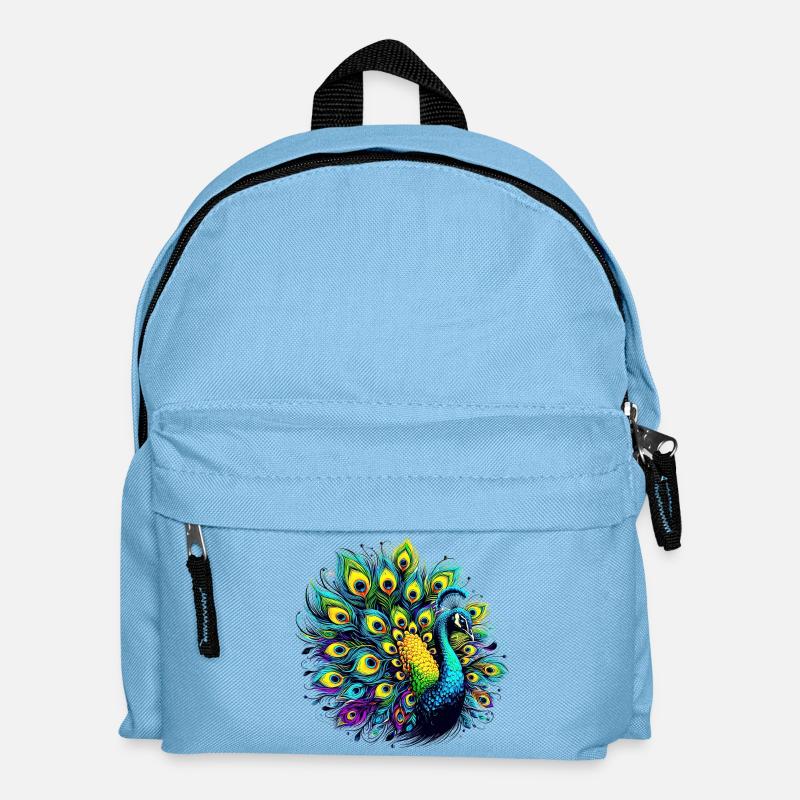 Pfau - Kinder Rucksack - Hellblau