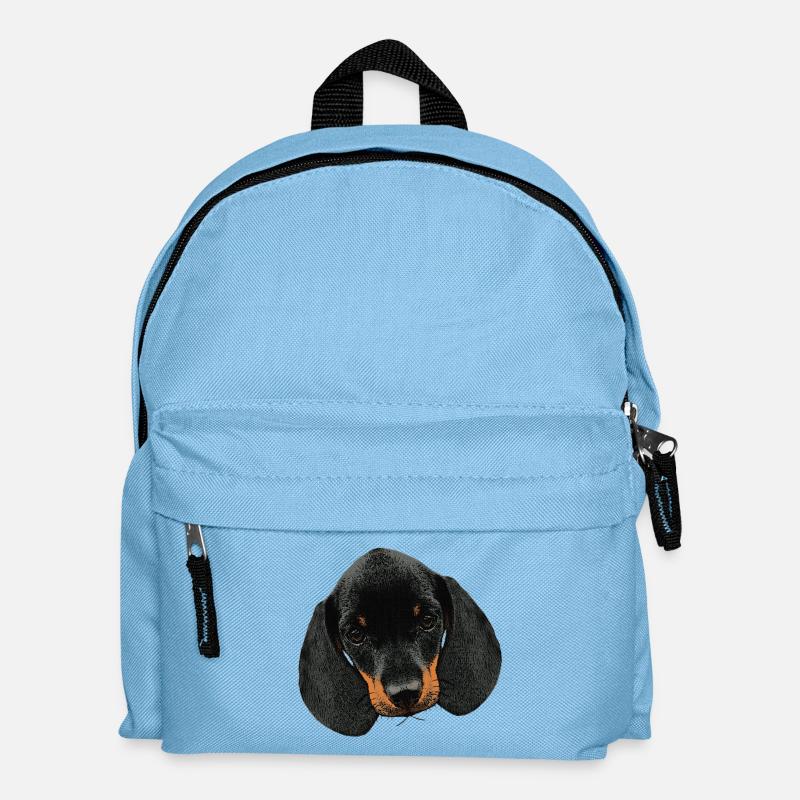 Hunde mädchen, Dackel welpe Kopf - Kinder Rucksack - Hellblau
