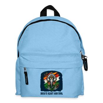 Indien Elefant mit Nationalflagge - Kinder Rucksack - Hellblau - Vorne