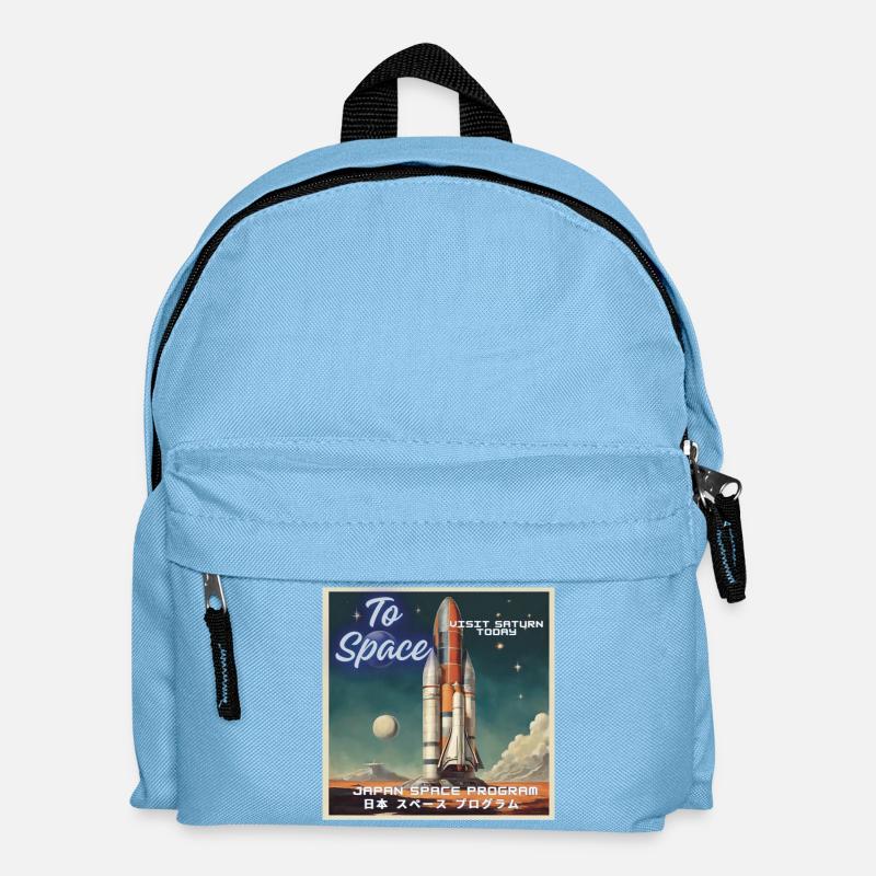 To Space! Visit Saturn Today. Japanische Raumfahrt - Kinder Rucksack - Hellblau