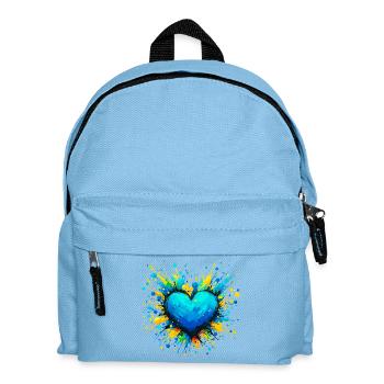 Ukraine Herz mit coolen Farbklecksen in blau gelb - Kinder Rucksack - Hellblau - Vorne