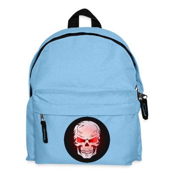 Schädel,Skull,Totenkopf mit rot leuchtenden Augen - Kinder Rucksack - Hellblau - Vorne