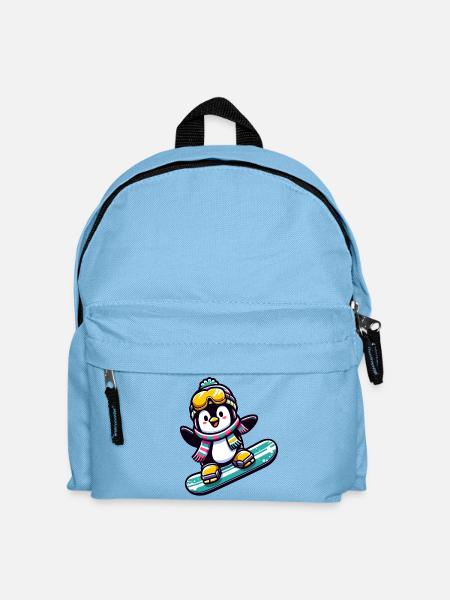 Snowboard Star: Der gleitende Pinguin - Kinder Rucksack - Hellblau
