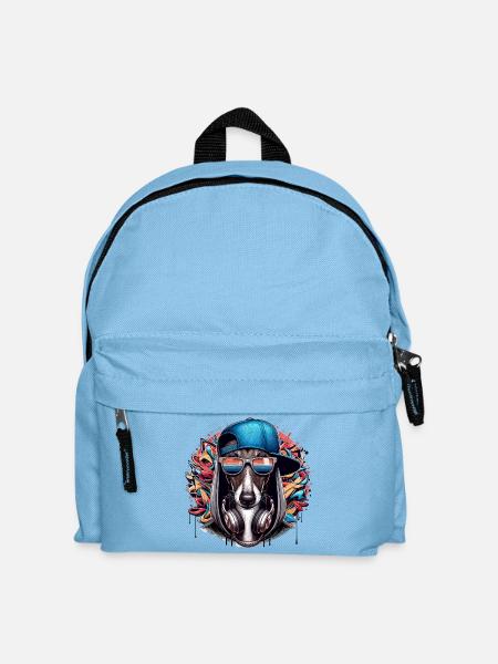 Cadeau de graffiti de chien Greyhound Gangsta - Sac à dos Enfant - bleu clair
