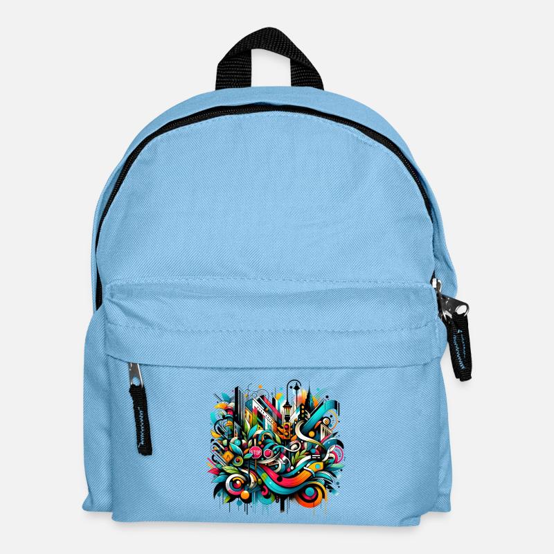 dynamische Graffiti-Illustration Urban Art - Kinder Rucksack - Hellblau