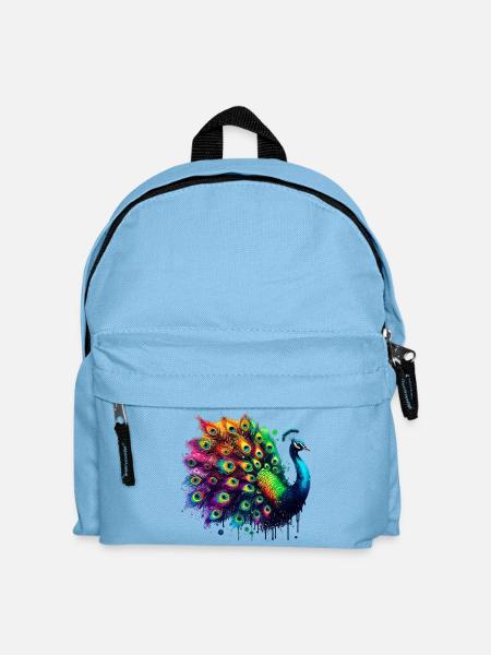 Pfau - Kinder Rucksack - Hellblau