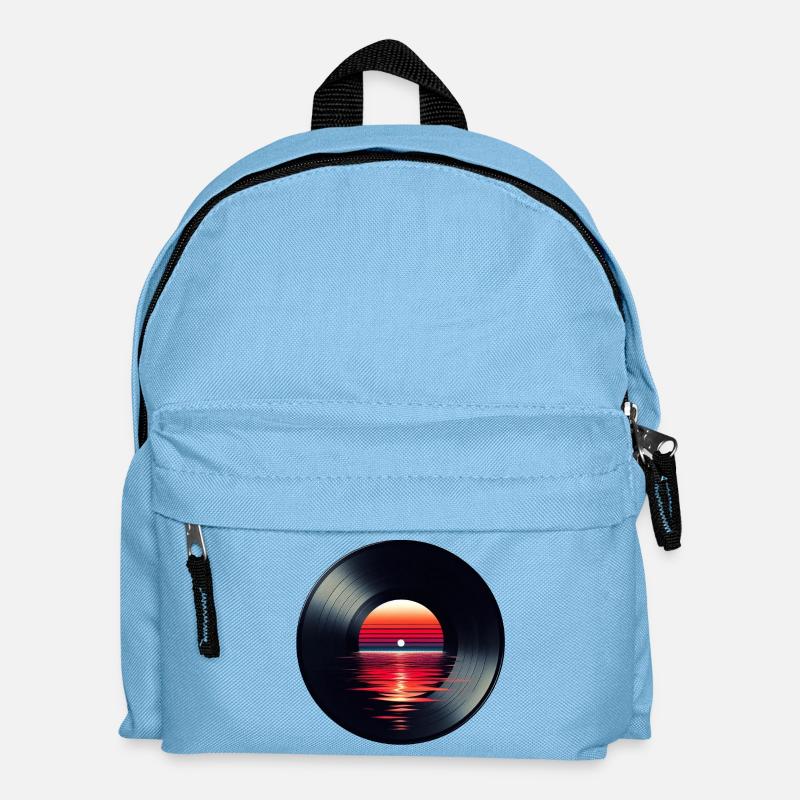 Disque de musique LP vinyle, Retro Sunset - Sac à dos Enfant - bleu clair