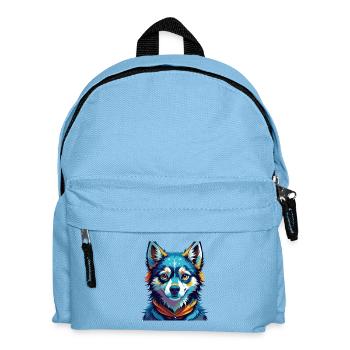 Alaskan Klee Kai Dog Breed Colorful Cartoon Kawaii - Kids' Backpack - light blue - Front