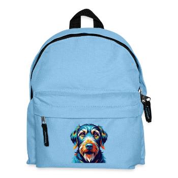 Istrian Wirehaired Hound Dog Breed Cartoon Kawaii - Kids' Backpack - light blue - Front