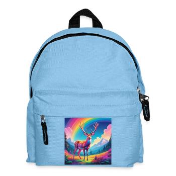 Hirsch mit Regenbogen - Kinder Rucksack - Hellblau - Vorne