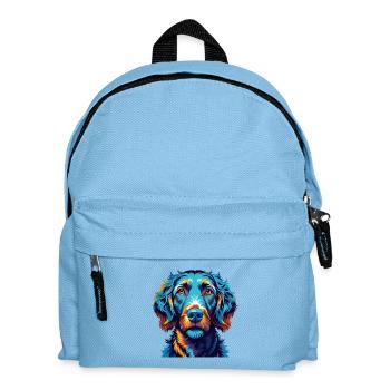 Curly Coated Retriever Dog Breed Cartoon Kawaii - Kids' Backpack - light blue - Front