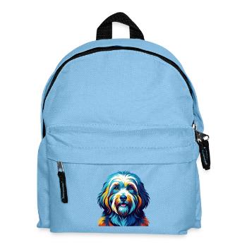 Coton De Tulear Chien Race Coloré Dessin Animé Kawaii - Sac à dos Enfant - bleu clair - Devant