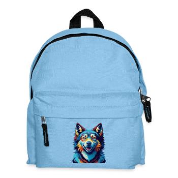 Chien Spitz Finlandais Race Dessin animé Coloré Kawaii - Sac à dos Enfant - bleu clair - Devant
