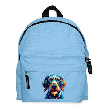 Istrian Wirehaired Hound Dog Breed Cartoon Kawaii - Kids' Backpack - light blue - Front
