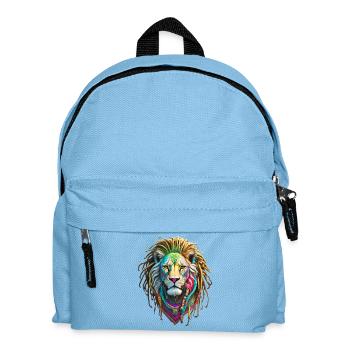 Lion Afro Coloré et Dreadlocks Artistiques - Sac à dos Enfant - bleu clair - Devant