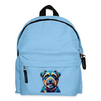 Norfolk Terrier Hunderasse Bunte Karikatur Kawaii - Kinder Rucksack - Hellblau - Vorne