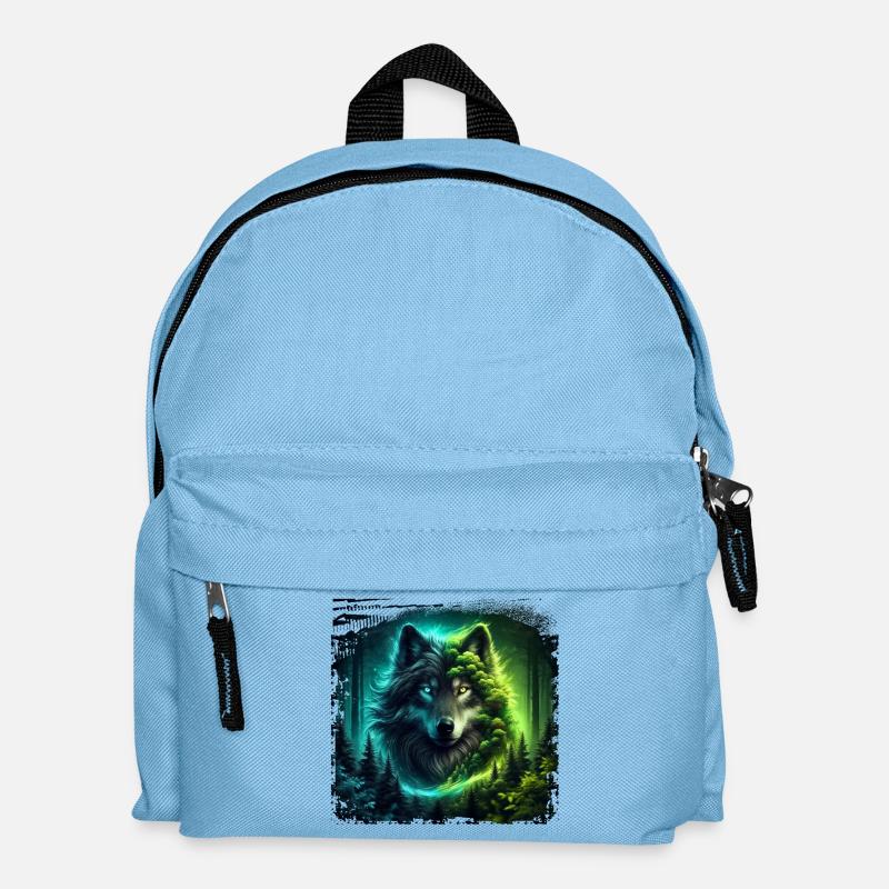 Wolf - Kinder Rucksack - Hellblau