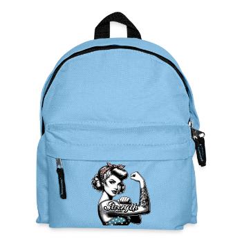 Strength Strong Woman Rockabilly Gift - Kids' Backpack - light blue - Front