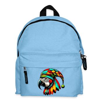 Harlekin Papagei - Kinder Rucksack - Hellblau - Vorne