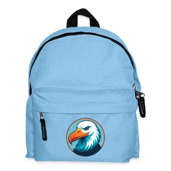 Albatross Niedliches Kawaii Cartoon Tier Haustier Logo - Kinder Rucksack - Hellblau - Vorne
