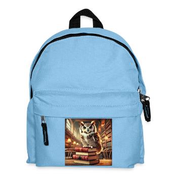 Geheimnisvolle Eule auf Bücherstapel - Kinder Rucksack - Hellblau - Vorne