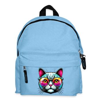 Kater mit Sonnenbrille - Kinder Rucksack - Hellblau - Vorne