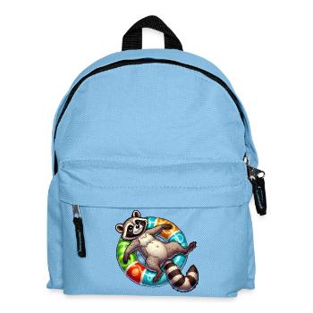 Ein relaxter Waschbär auf einem Schwimmreifen - Kinder Rucksack - Hellblau - Vorne