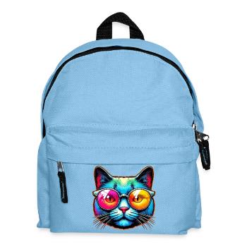 Chat avec des lunettes de soleil - Sac à dos Enfant - bleu clair - Devant