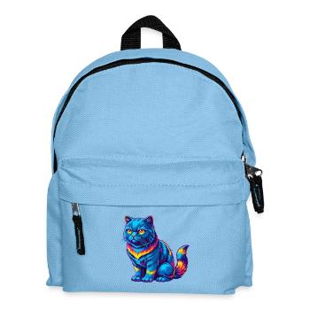 Schottische Gerade Katze Rasse Karikatur Kawaii Tier - Kinder Rucksack - Hellblau - Vorne