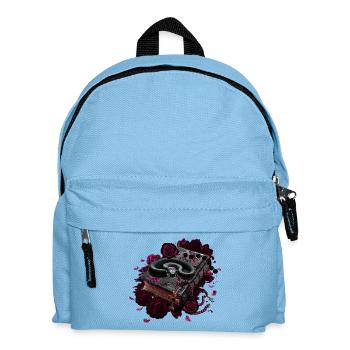 Bücher Design, Schlangen, Rosenblüten - Kinder Rucksack - Hellblau - Vorne