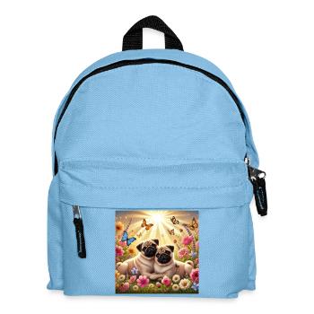 Himmelstruckene Pug Hundefreunde Design - Kinder Rucksack - Hellblau - Vorne