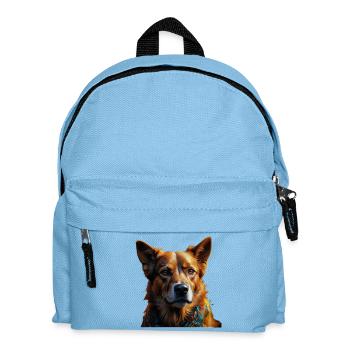 Buntes Hundeporträt Schal - Kinder Rucksack - Hellblau - Vorne