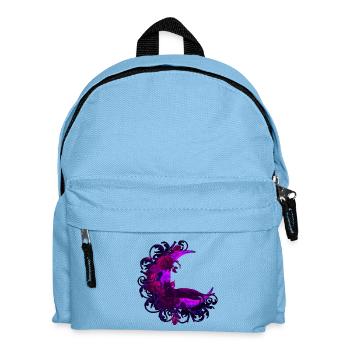 Mondsichel, Rosenblüte, Katzen motiv, Ranken - Kinder Rucksack - Hellblau - Vorne