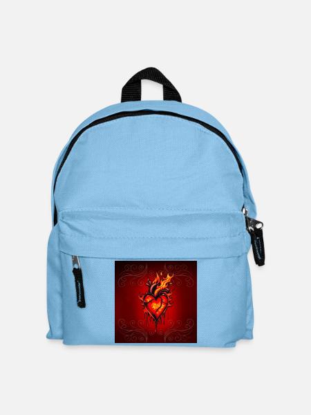 Flammendes Herz. - Kinder Rucksack - Hellblau