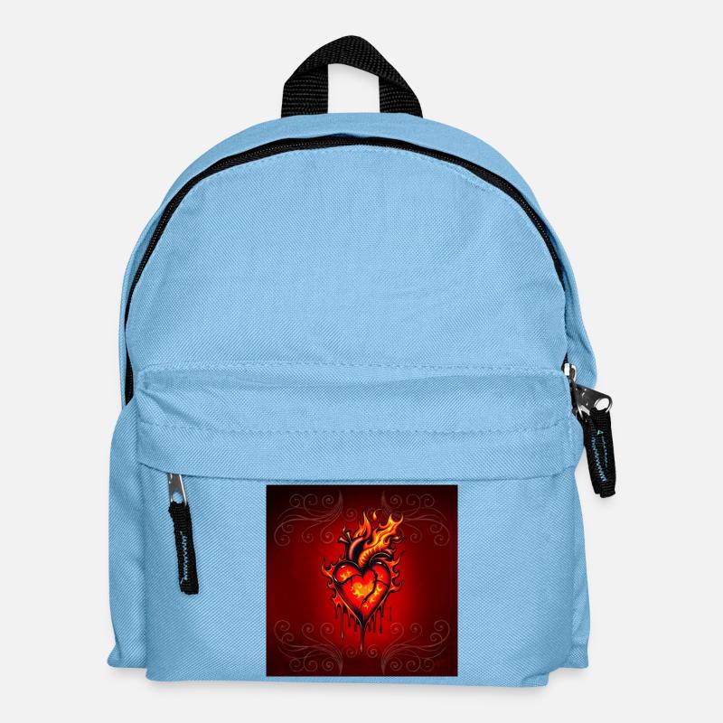 Flaming heart. - Kids' Backpack - light blue