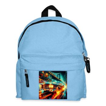 Oldtimer Elektroauto - Kinder Rucksack - Hellblau - Vorne