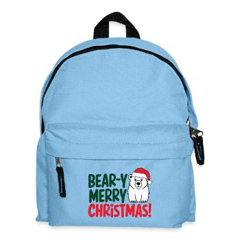 Festliches Bär Weihnachtsdesign - Kinder Rucksack - Hellblau - Vorne